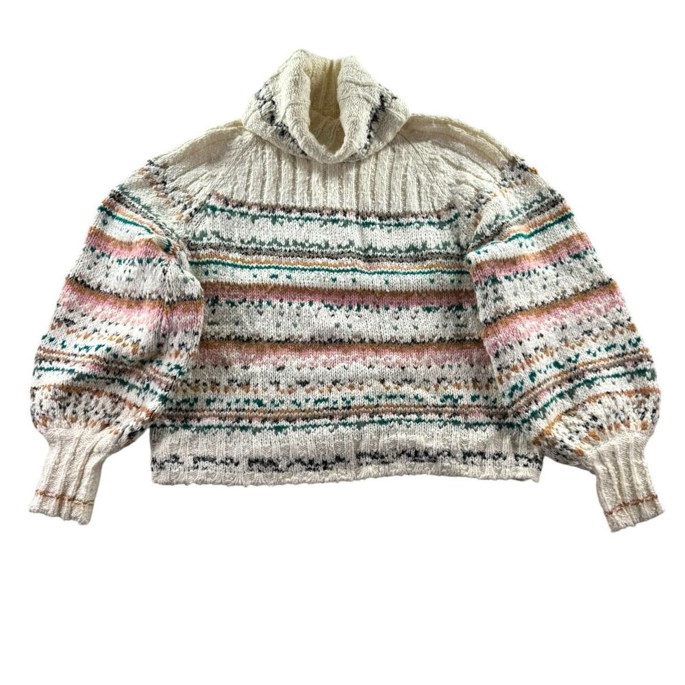 Pilcro Relaxed Fit Turtleneck Sweater S Anthropologie Puffed Bishop Sleeves